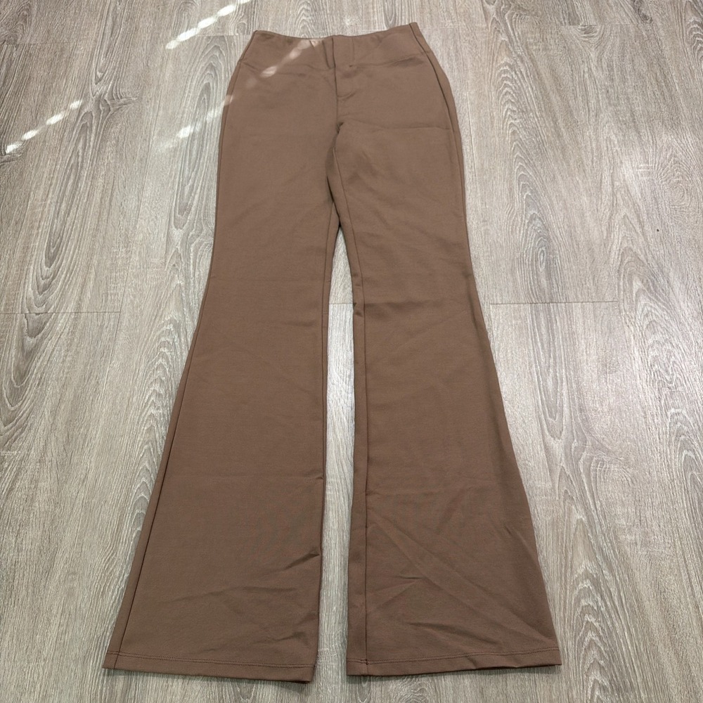 Halara Flex™ High Waisted Back Side Pocket Slight Flare Work Pants XS Tall Brown